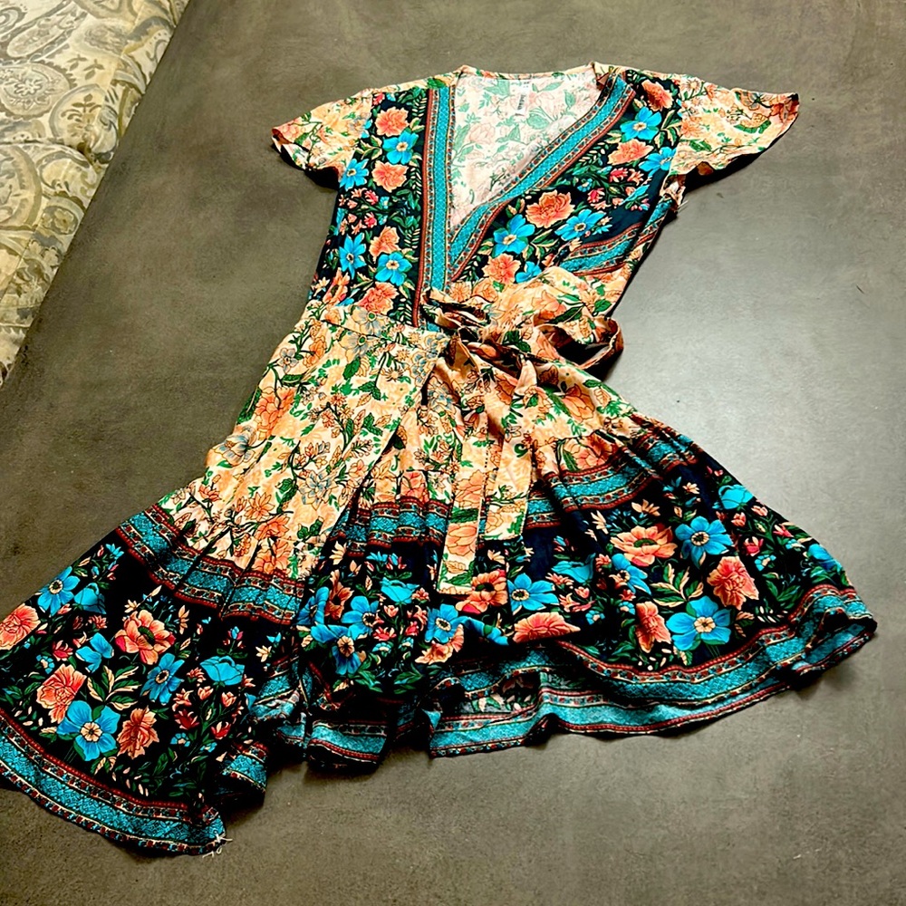 Colorful wrap dress